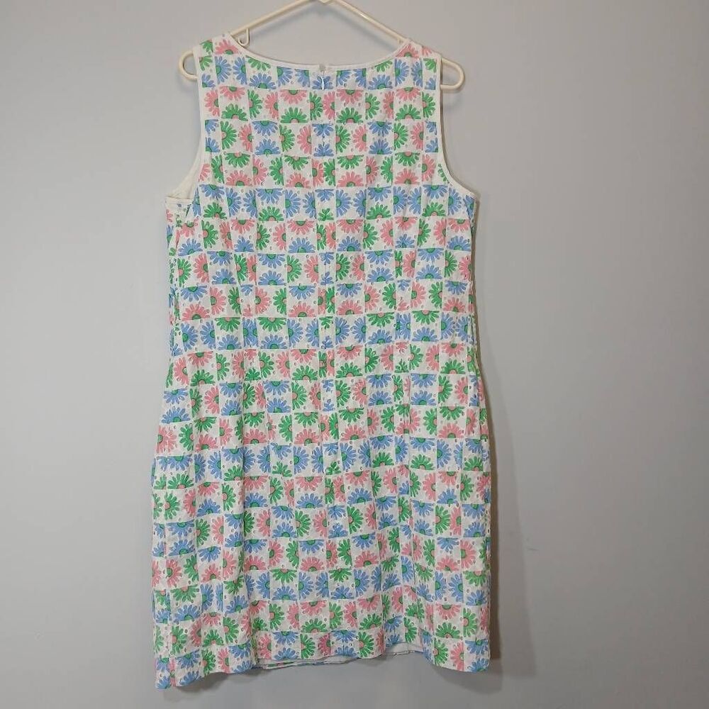 Talbots womens size 14 eyelet sundress green pink cotton casual excellent euc - Picture 5 of 9